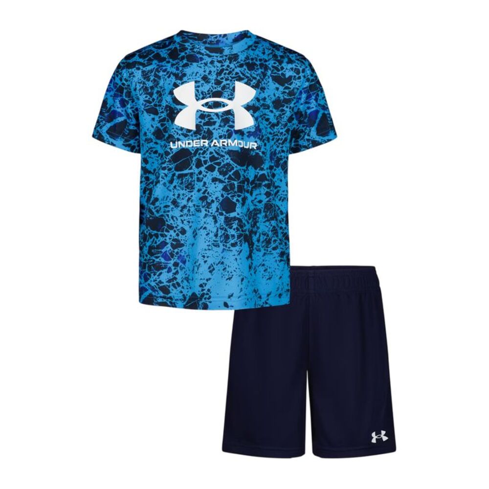 Under Armour Boys Tech Large Logo T-Shirt & Shorts Set / Blue/Navy